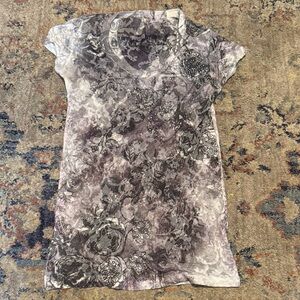 American Age Floral Short Sleeve Tee - Gray and Black